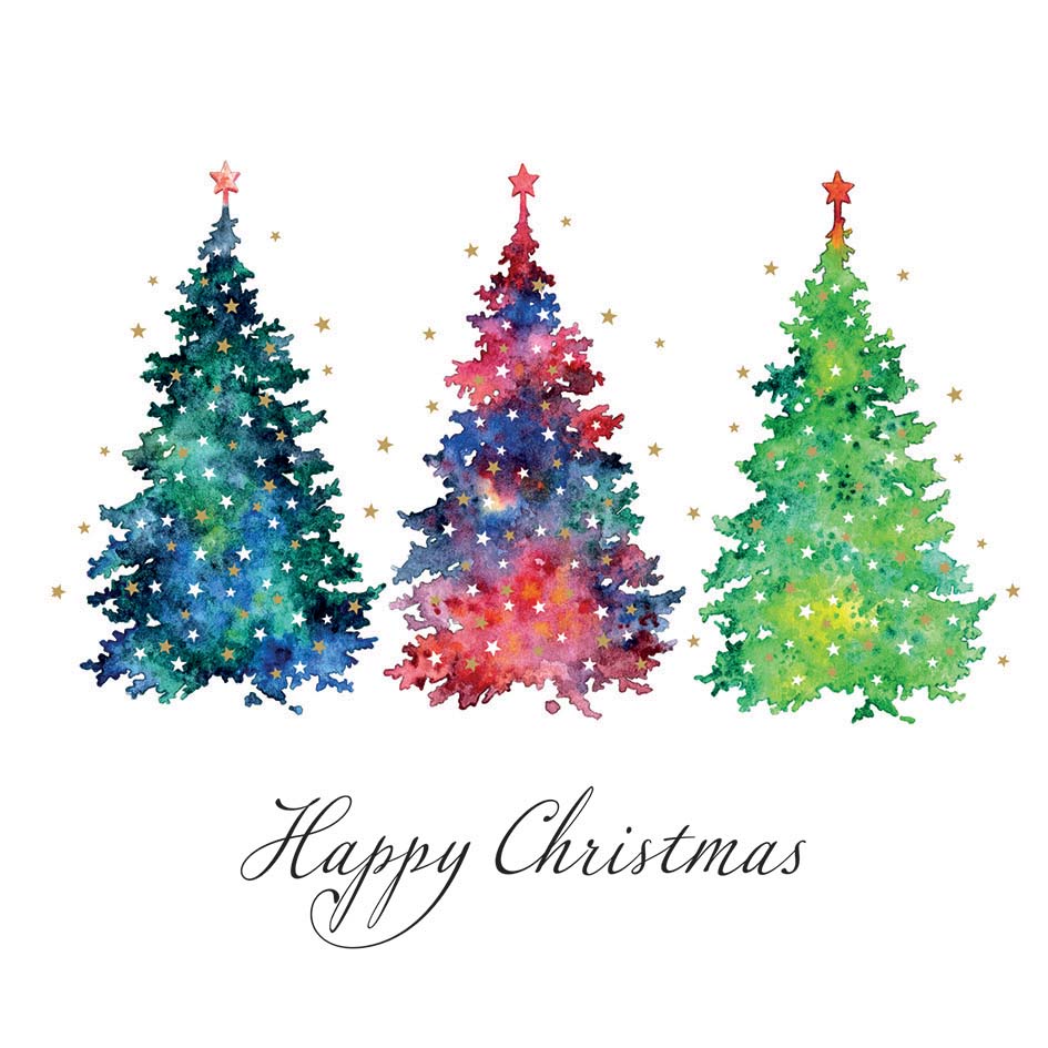 Trio of Christmas Trees Christmas Cards
